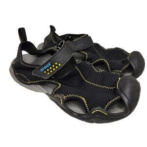 Crocs Swiftwater Mesh Deck Sandal Black Size 10